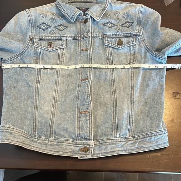 VTG Chaps Women Blue Denim Embroidered Jean Jacket Western Coastal Cowgirl Sz L - Picture 12 of 13